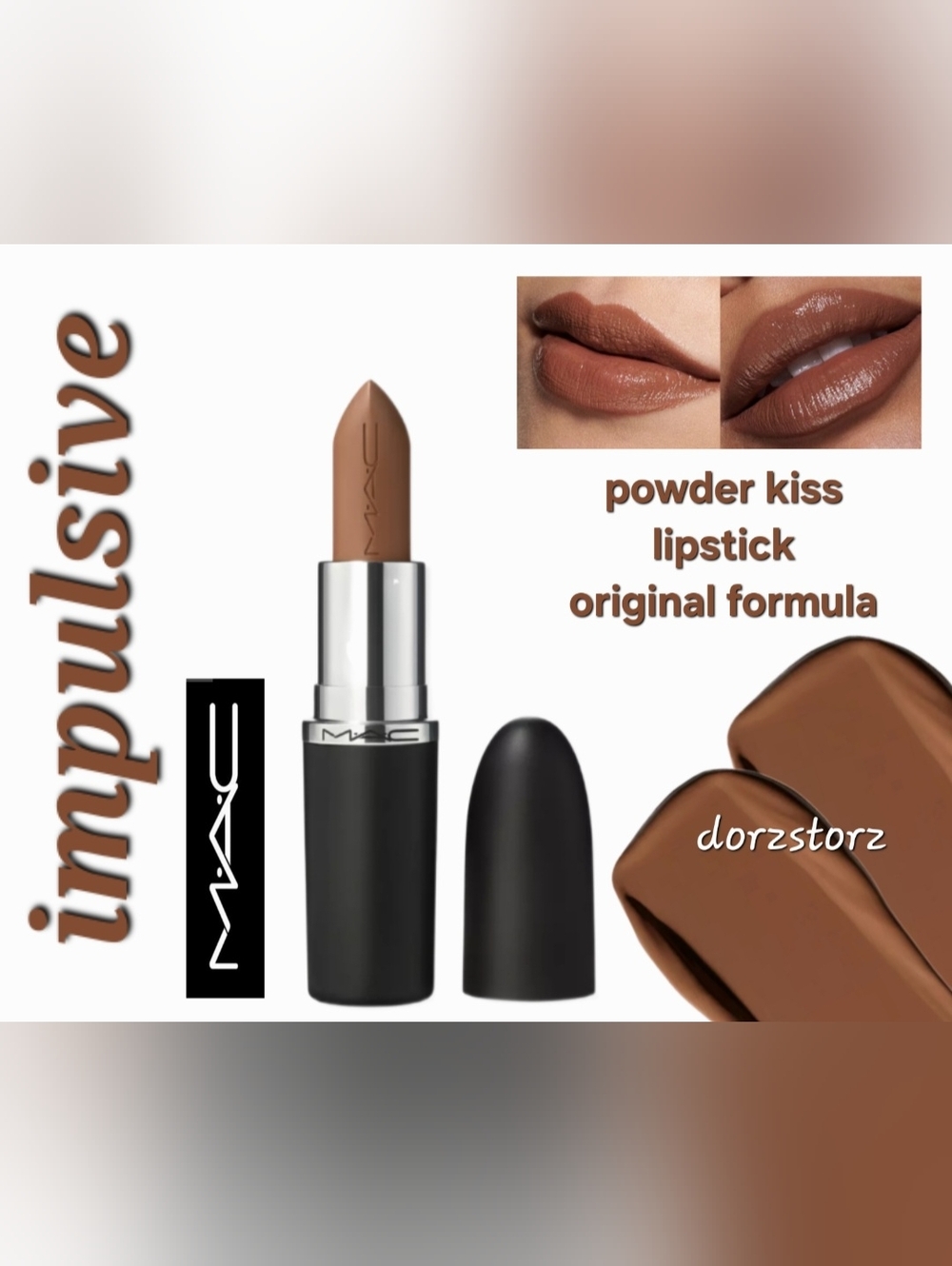 MAC • Lipstick • IMPULSIVE • Neutral Brown Nude • Full Size .10 oz • New in box